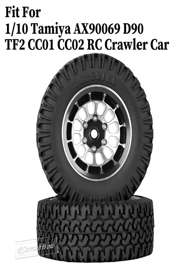 عجلات وإطارات RCarmubWow مقاس 1.55 بوصة من سبائك الألومنيوم مع نظام تثبيت الإطار، متوافقة مع سيارات Tamiya AX90069 D90 TF2 CC01 CC02 1/10 RC Crawler، إطارات 1.55 بوصة مع نظام تثبيت الإطار، إطارات مطاطية ناعمة لجميع التضاريس، جنوط معدنية، أسود - Image 2